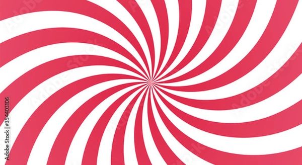 Fototapeta Sunburst background with red ray. Spiral curved rotating background with rays.