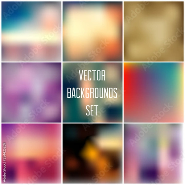 Fototapeta Vector blurred retro bokeh backgrounds set