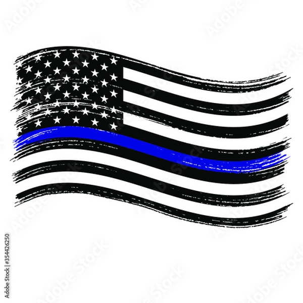 Obraz Blue line american flag. Support for law enforcement. Vector.