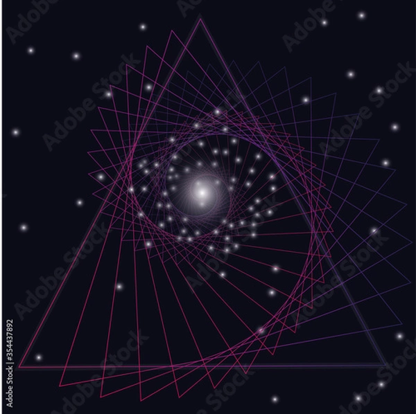 Obraz Futuristic purple grid triangle with stars