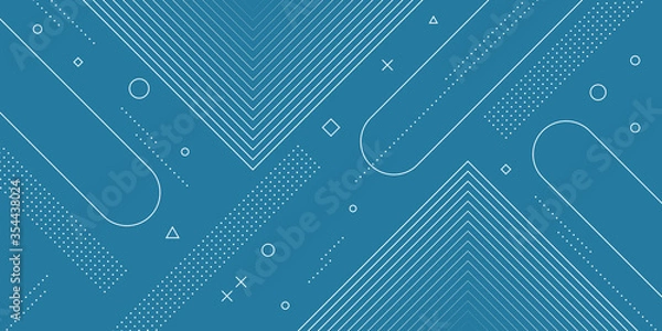 Obraz Modern abstract background with pastel blue memphis elements and retro-themed posters, banners and website landing pages.