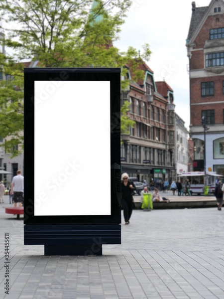 Obraz One blank billboard in Copenhagen, walking street
