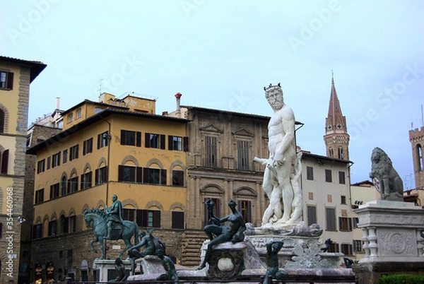 Obraz Neptune fountain located in Piazza della Signoria in Florence, Italy