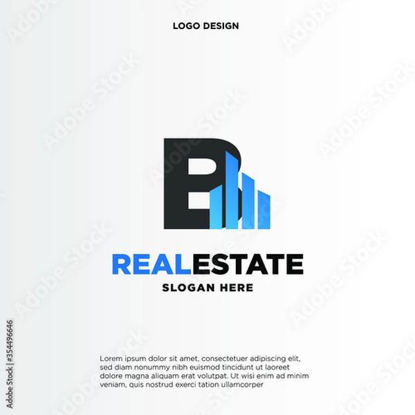 Fototapeta B Initial logo concept with building template vector.