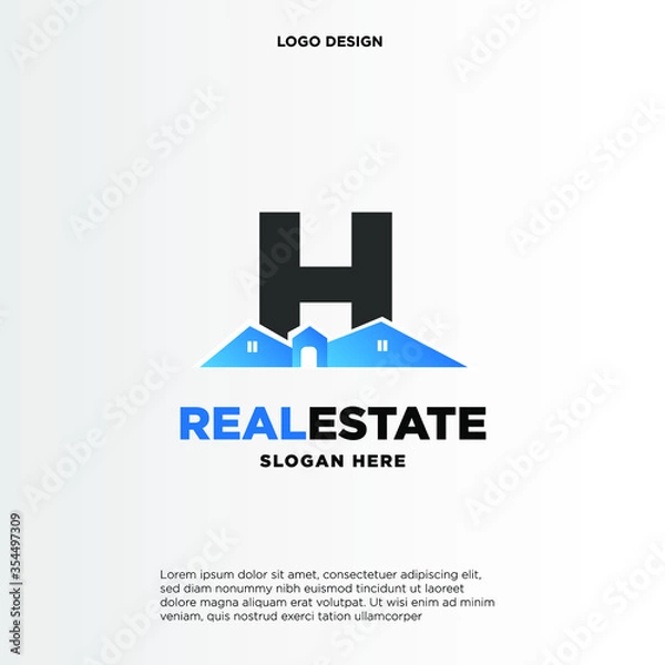 Obraz H Initial logo concept with building template vector.