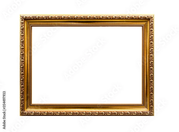 Fototapeta Gold frame Elegant or photo picture frame isolated on the white background
