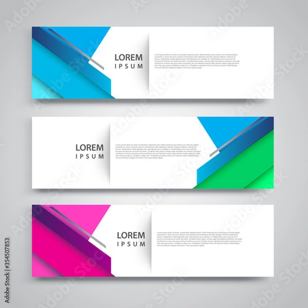 Fototapeta Vector set abstract geometric design banner web template.