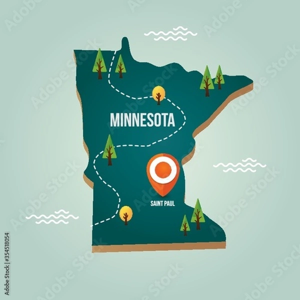 Obraz Minnesota map with capital city