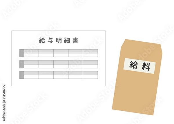 Fototapeta 給料袋と給与明細書