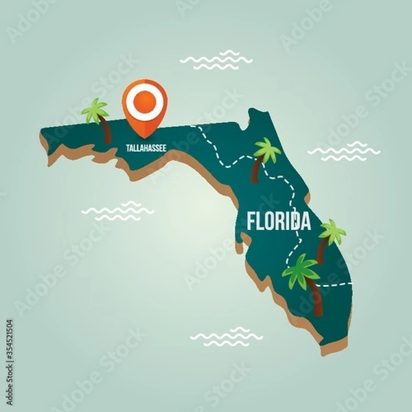 Obraz Florida map with capital city