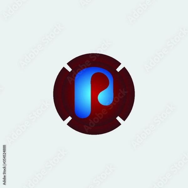 Fototapeta Business corporate initial circle 3d letter r logo design template vector. Red color 3D circle logo icon vector template.