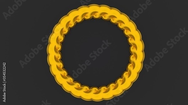 Obraz 3d render of abstract golden pattern. Gray background. Ring