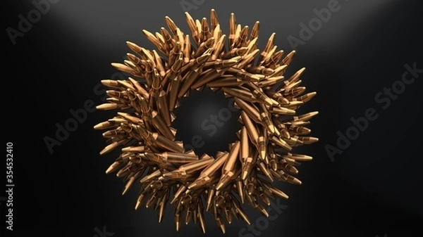 Obraz 3D Render of Bullets. Abstract Luxury Ring Pattern