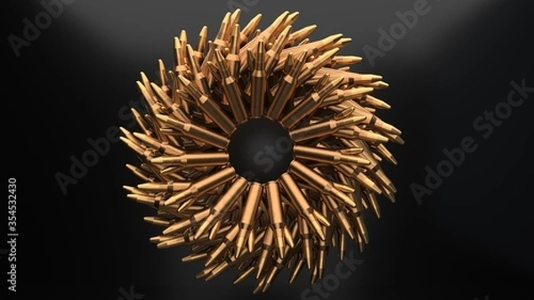 Obraz 3D Render of Bullets. Abstract Luxury Ring Pattern