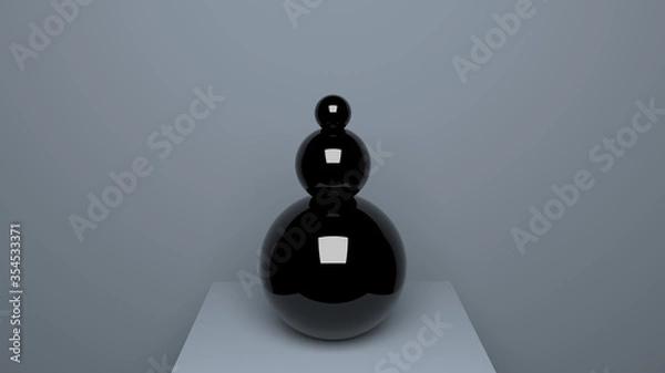 Obraz 3d abstract interior element from round black elements. museum exhibit