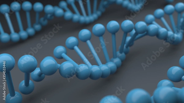Obraz 3d dna structure. blue color. studio lighting. soft shadows