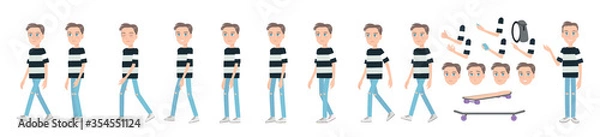 Obraz Gait animation of a young guy in jeans. Animated teenager, sequences for motion design.