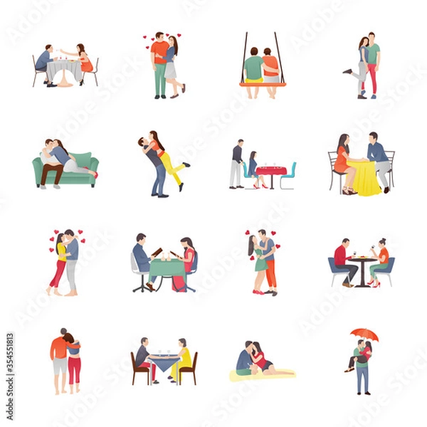 Fototapeta Dating Couples Icons Set