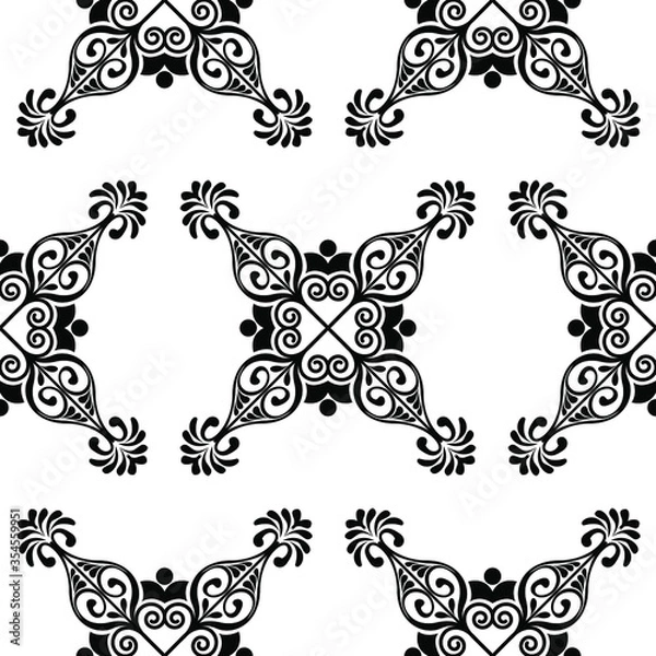 Fototapeta Vintage alpona floral design isolated on white background is in Seamless pattern