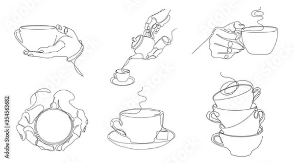 Obraz One line drawing. Minimalistic graphics. Vector set.