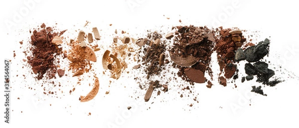 Fototapeta Smudged eyeshadows isolated on white background, top view