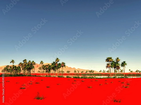 Obraz Beautiful natural background -African oasis 3d rendering