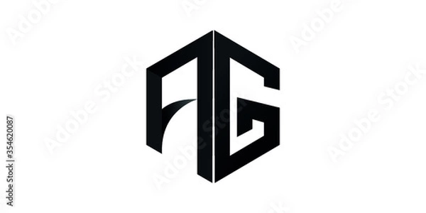 Fototapeta AG initial 3d letter logo polygone shape vector design