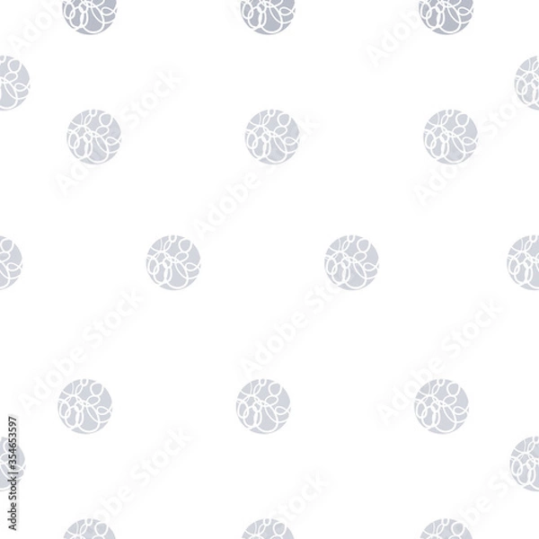 Fototapeta Blue textured dots on white background. circles. Seamless scribble dots pattern. Stylish repeating texture. Modern. Simple. 