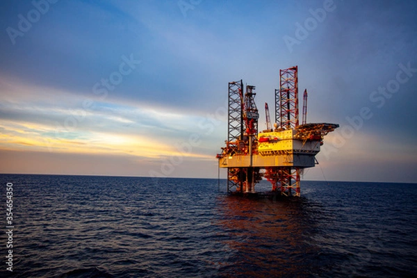 Obraz oil rig at sunset