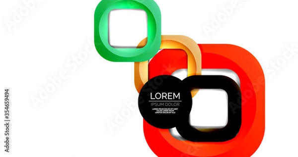 Obraz Square geometric vector abstract background, dynamic modern minimal template. Multicolored square shapes with round corners overlapping each other
