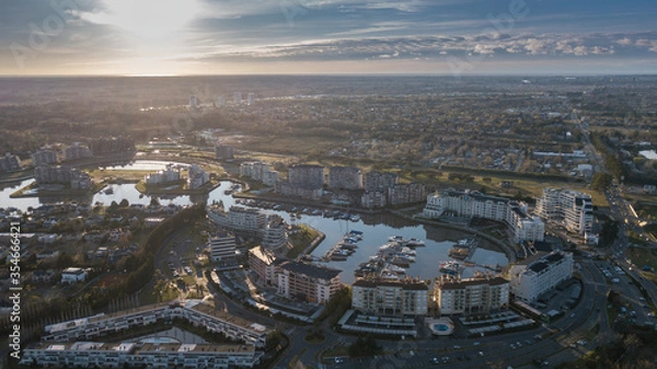 Obraz Aerial view of the private neighborhood of Nordelta, located in the Tigre district, Buenos Aires, Argentina.