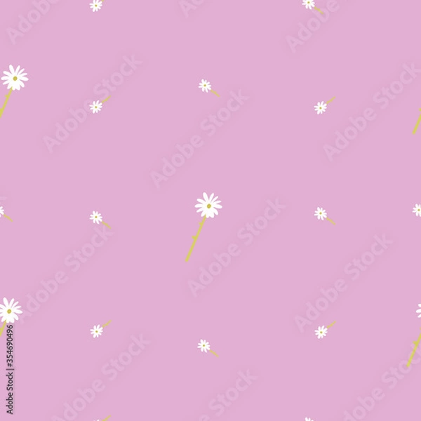 Obraz Cute Repeat Daisy Wildflower Pattern with light pink background. Seamless floral pattern. White Daisy. Stylish repeating texture. Repeating texture. 