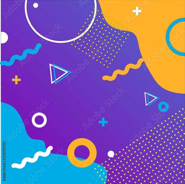 Fototapeta Memphis style illustration in bright colors. Geometric colorful background.