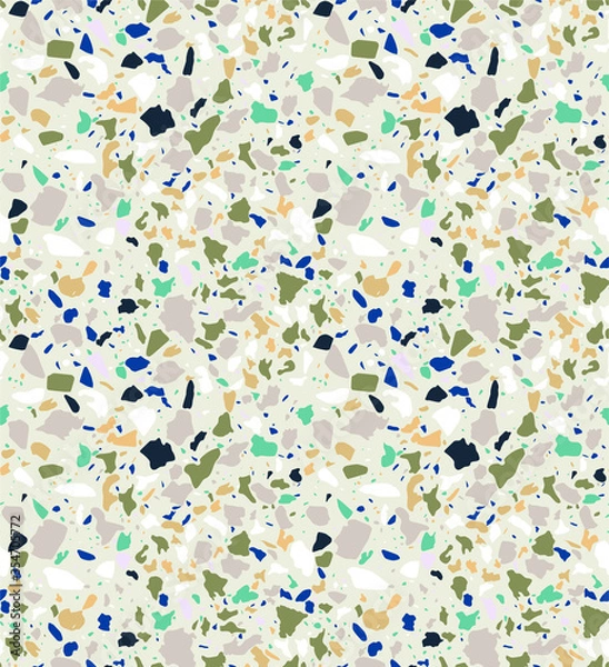 Fototapeta Terrazzo seamless pattern. Vector background in light colors.