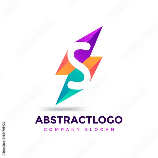 Obraz Negative Space S logo with Abstract shape colorful Creative vector element.