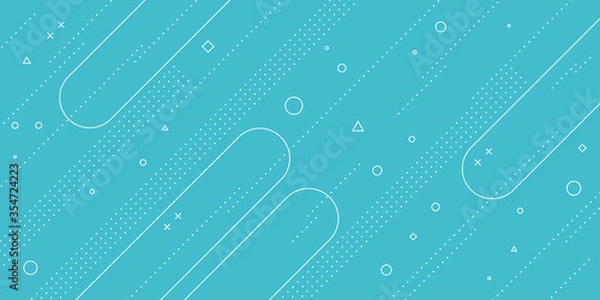 Obraz Modern abstract background with pastel blue memphis elements and retro-themed posters, banners and website landing pages.