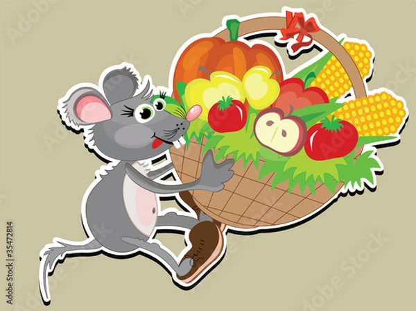 Obraz Mouse with basket