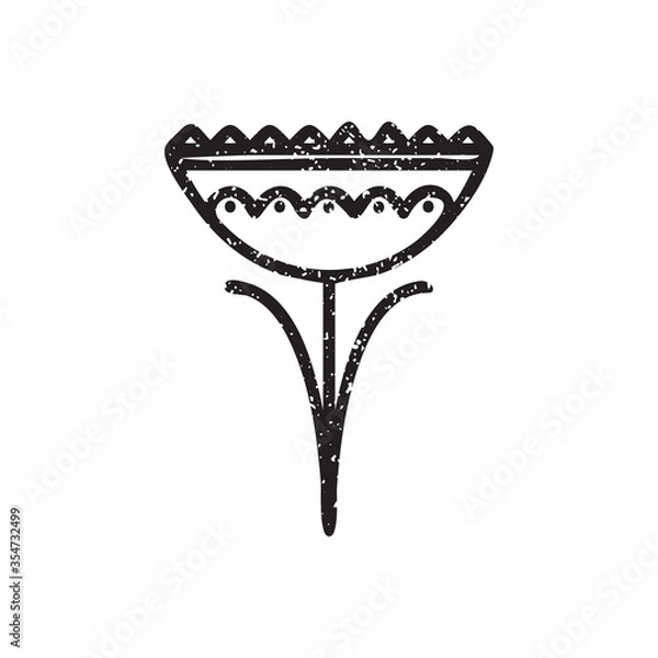 Fototapeta Vector hand-drawn ethnic element isolated on the white background. Tribal floral sign. The ethnic symbol in grunge style.