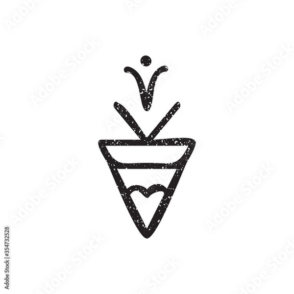 Fototapeta Vector hand-drawn ethnic element isolated on the white background. Tribal floral sign. The ethnic symbol in grunge style.