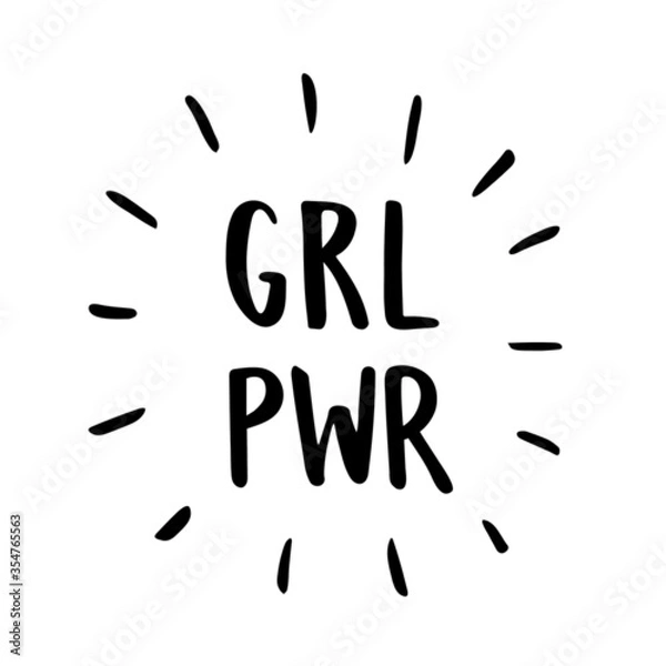 Fototapeta GRL PWR. Siła dziewczyn. Portugalski brazylijski ręcznie napis. Feministyczny wektor.