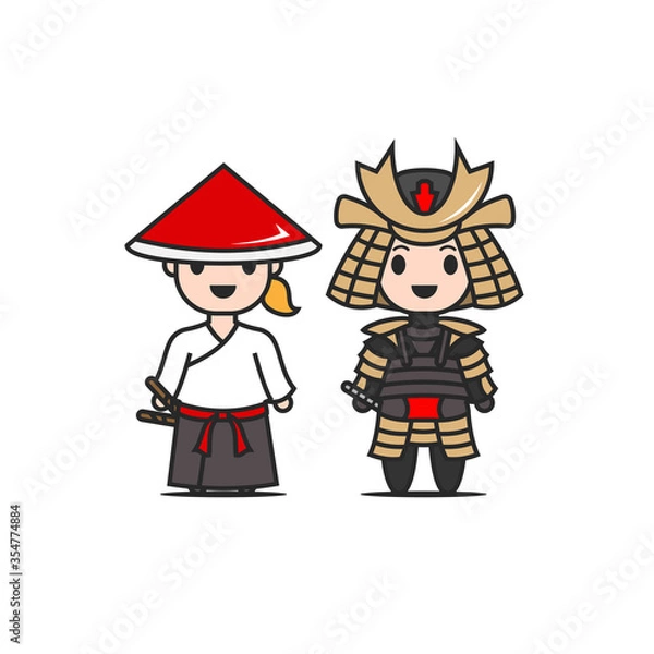 Obraz Samurai and samurai clothes vector