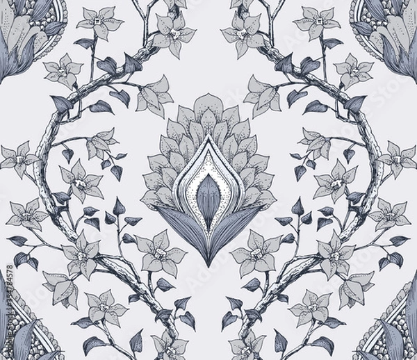 Obraz Hand-drawn Seamless Pattern Design, Paisley Style