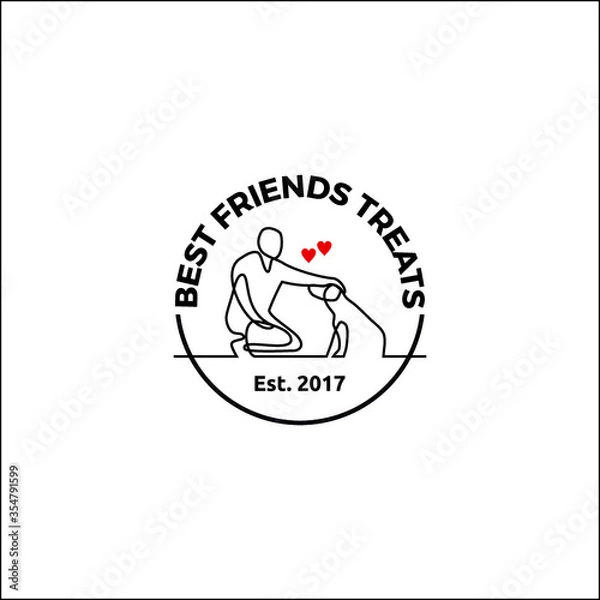 Obraz man and his dog badge logo