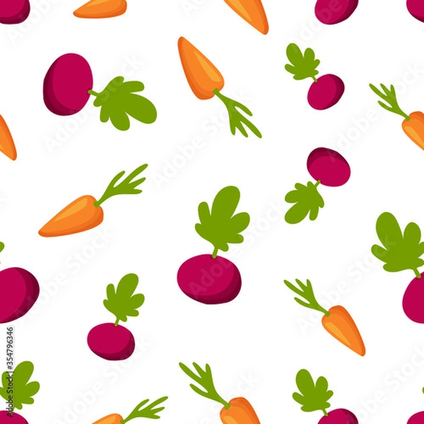 Fototapeta seamless vector pattern of different vegetables