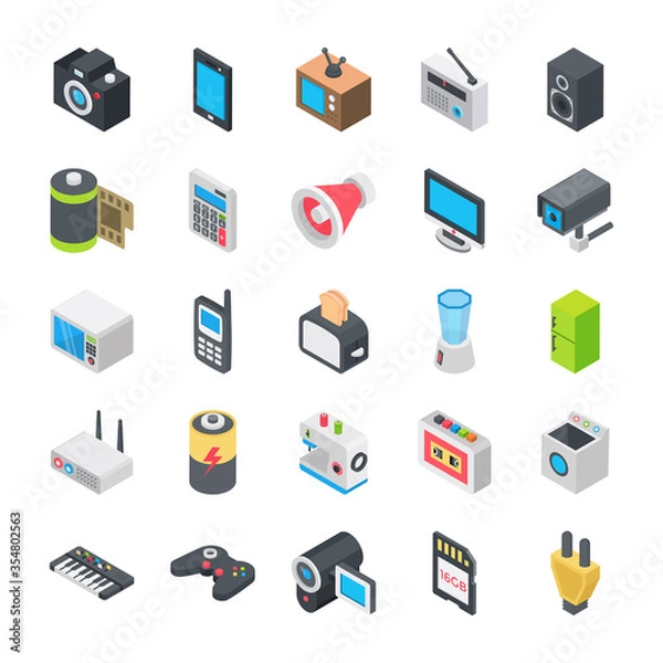 Fototapeta Electronic Devices Flat Icons
