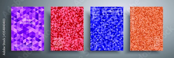 Fototapeta Abstract vector illustration of a cover with graphic geometric elements in the form of a mosaic. Template for brochures, covers, notebooks, banners, magazines, flyers, modern website template design.
