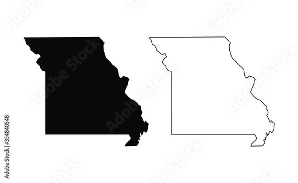 Fototapeta Missouri state silhouette, line style. America illustration, American vector outline isolated on white background