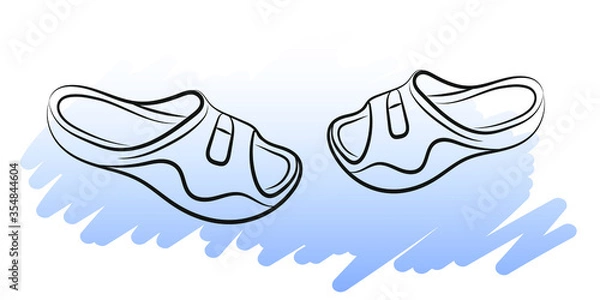 Obraz vector clipart beach Slippers on a blue background
