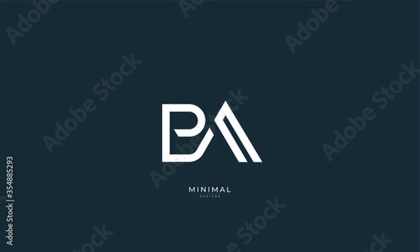 Fototapeta Alphabet letter icon logo BA