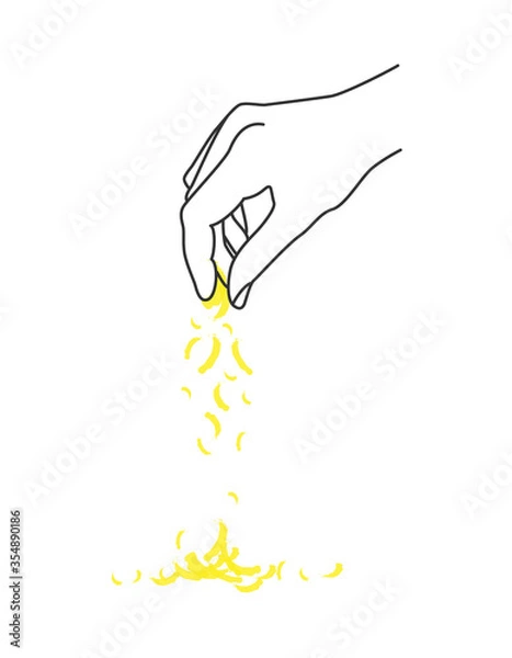 Fototapeta Vector illustration of hand with grated cheese